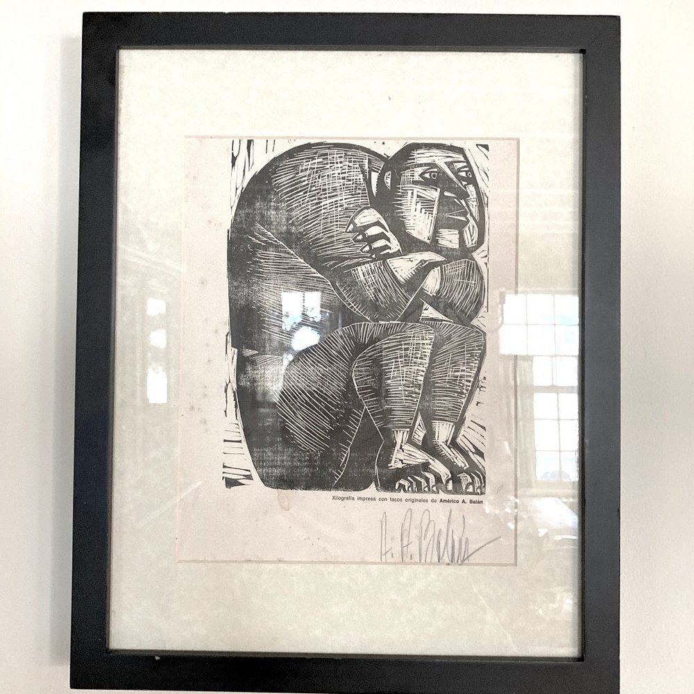 "Bulging" Woodcut by Ukraine artist Américo Balán, signed